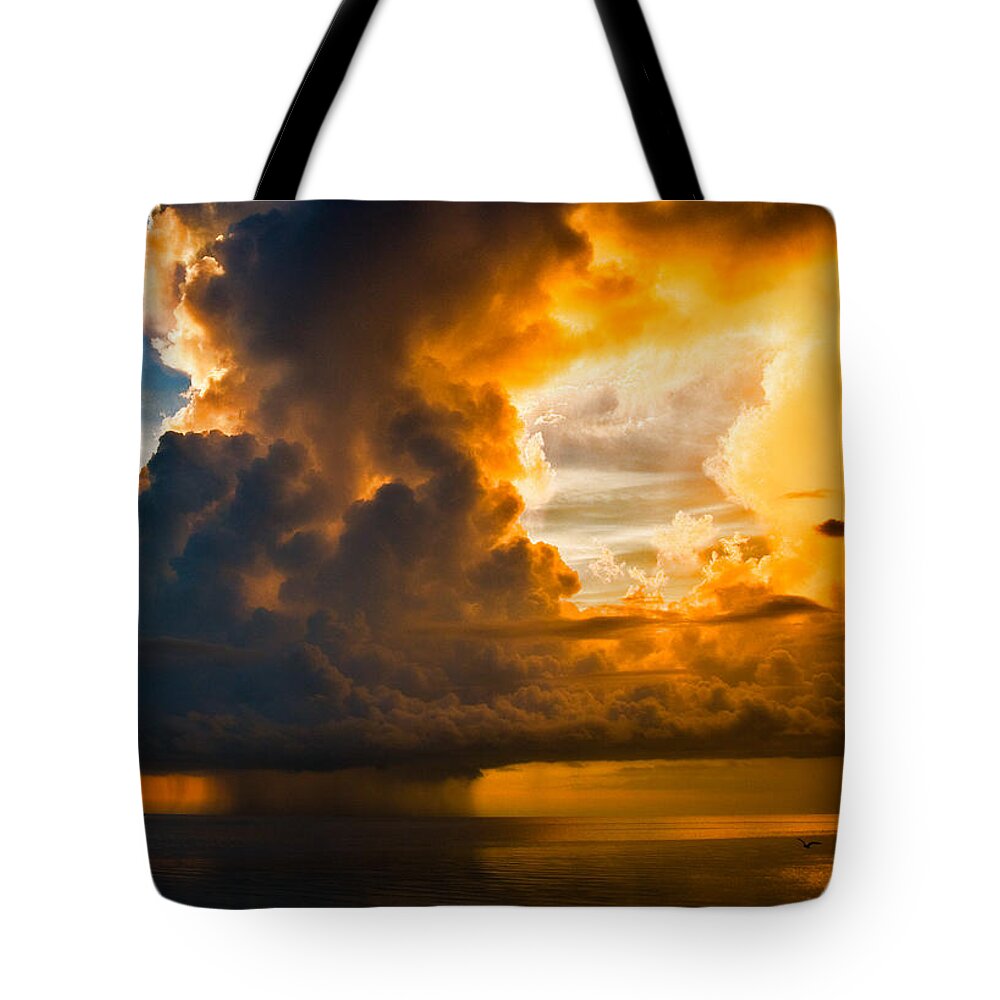Sunset Tote Bag featuring the photograph Stormy Florida Keys by Ginger Wakem
