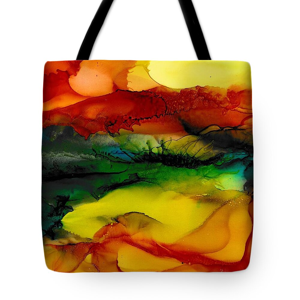 Abstract Tote Bag featuring the painting Stormy by Louise Adams