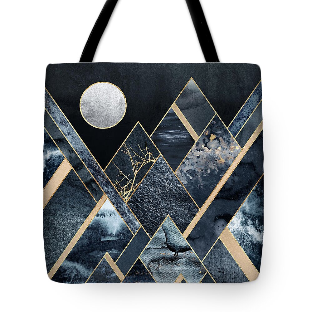 Graphic Tote Bag featuring the digital art Stormy Mountains by Elisabeth Fredriksson