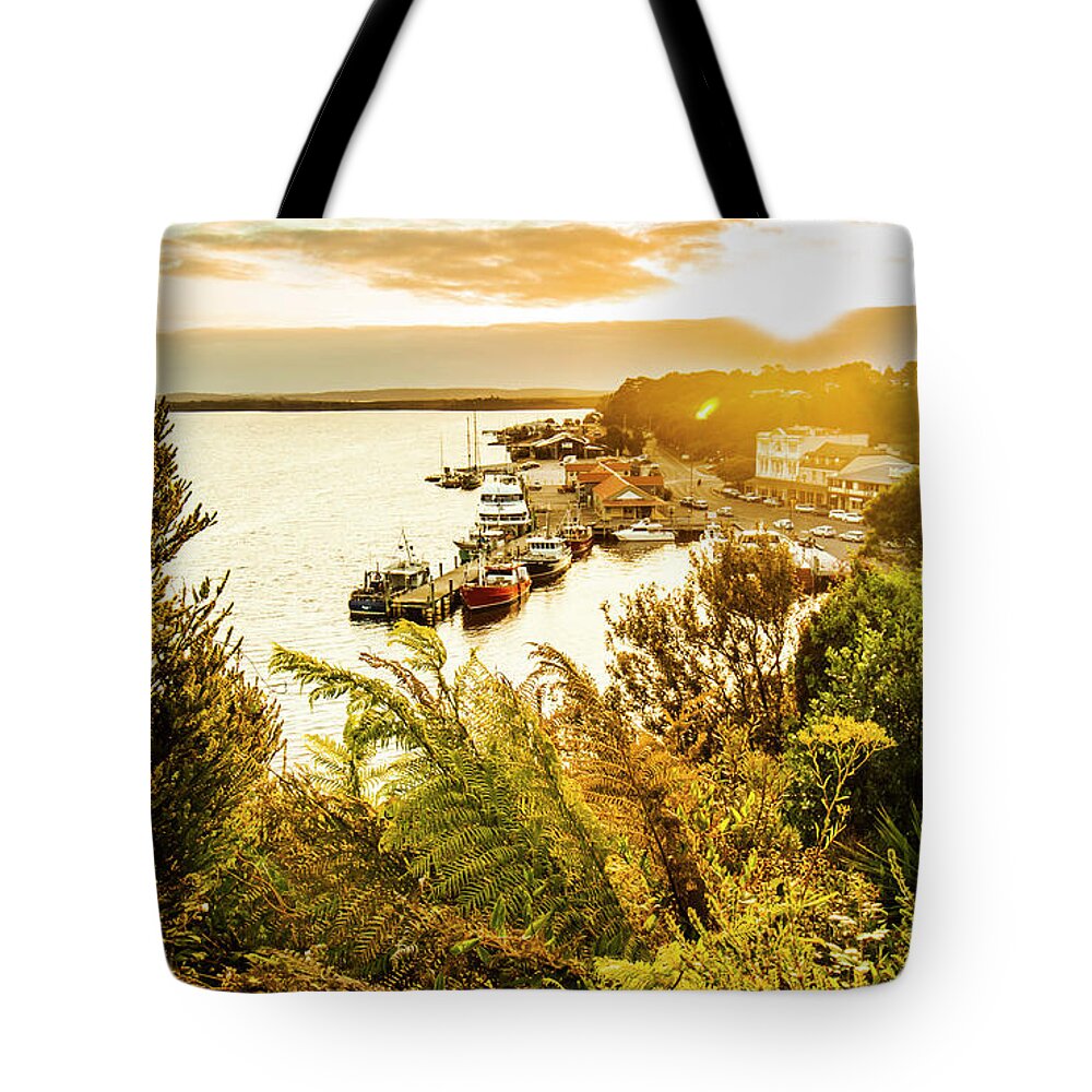 Strahan Tote Bag featuring the photograph Strahan Sunset by Jorgo Photography