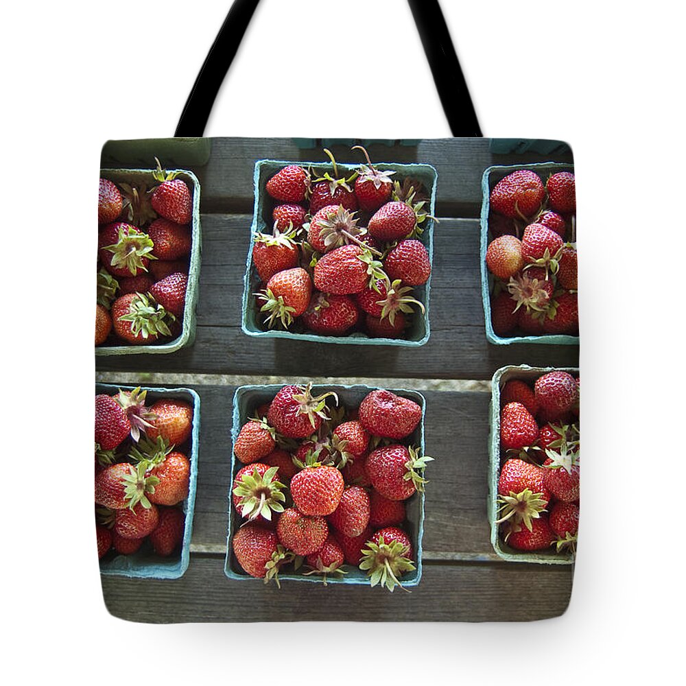 Strawberry Tote Bag featuring the photograph Strawberries by Steven Dunn