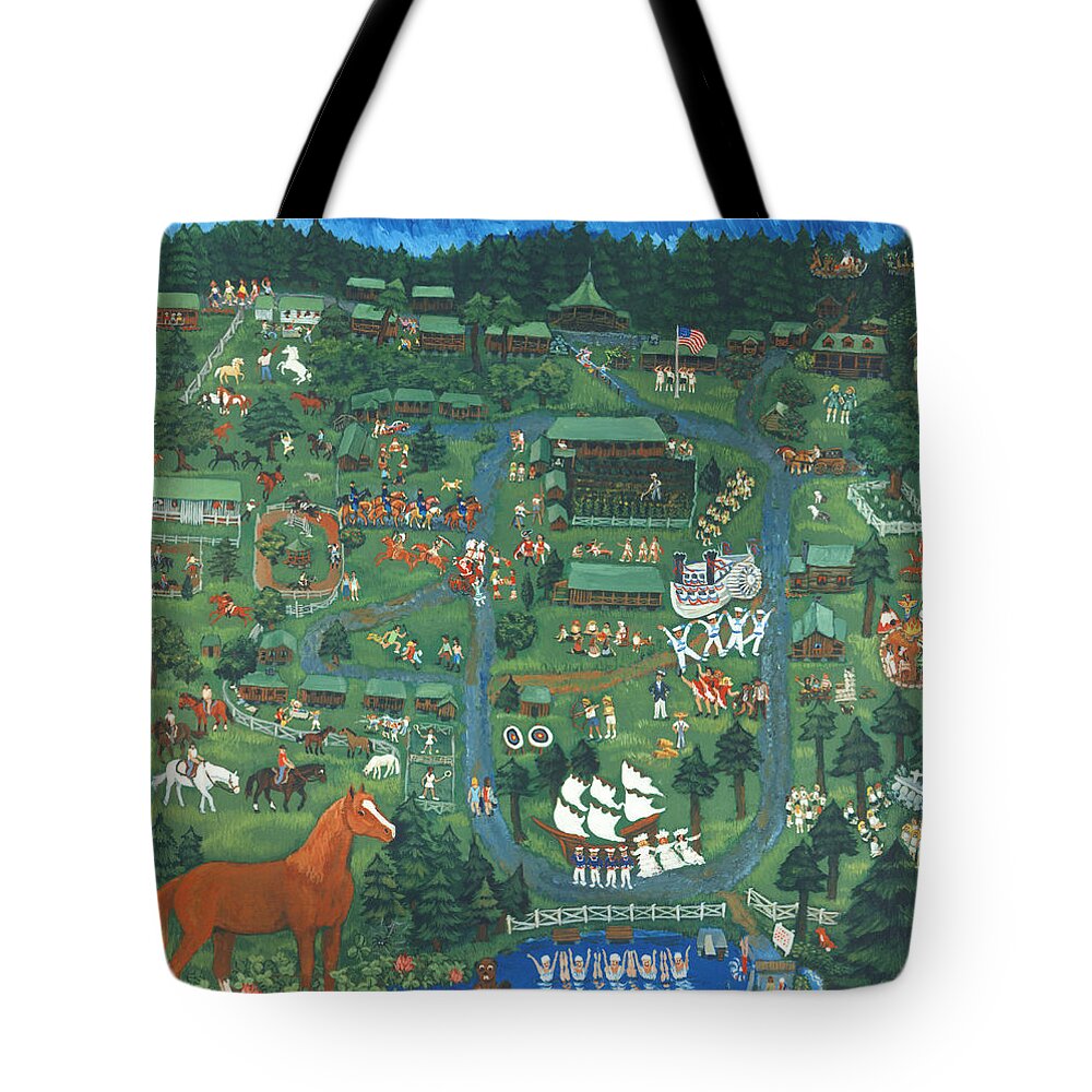 Camp Strawderman Tote Bag featuring the painting Strawderman Primitive by Suzanne Shelden
