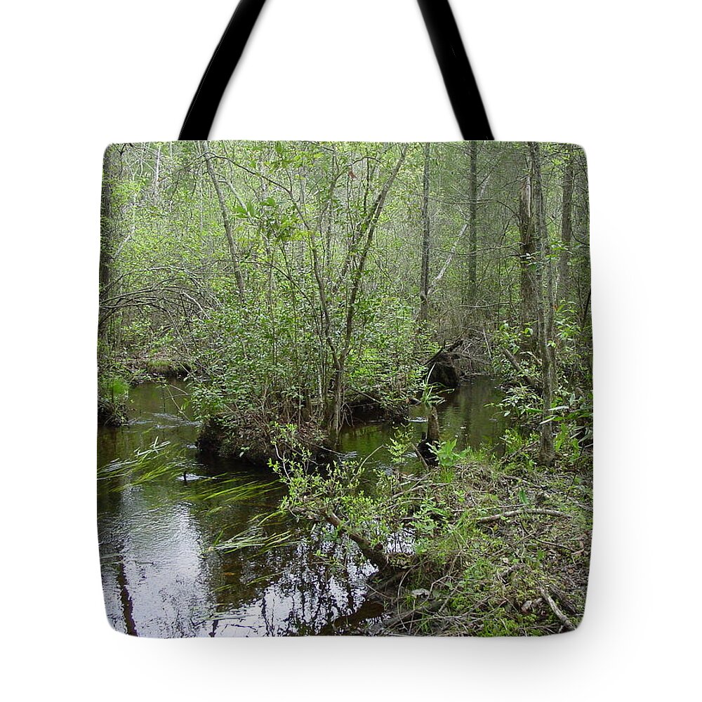 Stream Tote Bag featuring the photograph Stream in the Forest by Quwatha Valentine