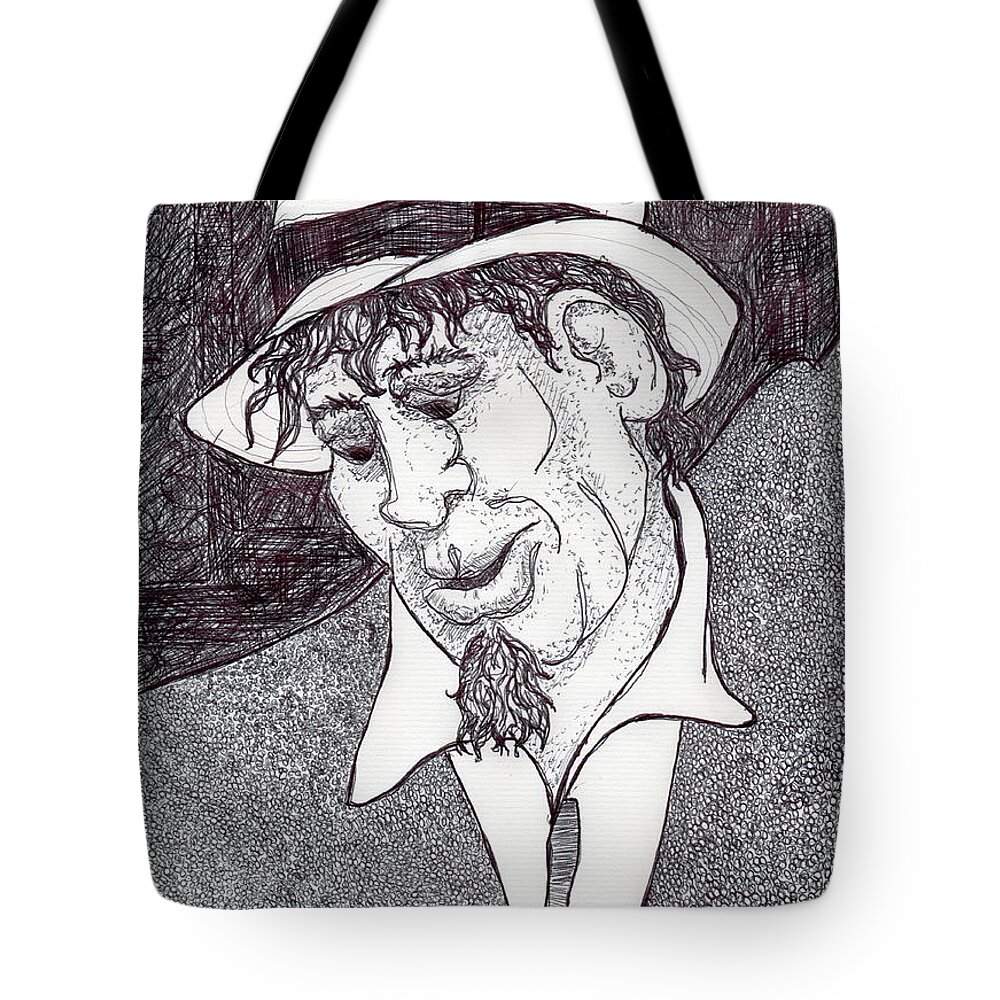 Drawing Tote Bag featuring the drawing Street Corner Poet by Todd Peterson
