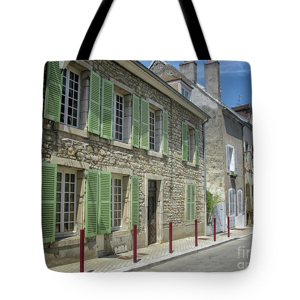 Houses Tote Bag featuring the photograph Street in Burgundy town by Patricia Hofmeester