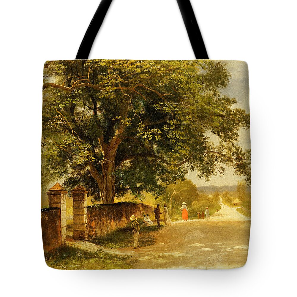 Street In Nassau Tote Bag featuring the painting Street in Nassau by Albert Bierstadt