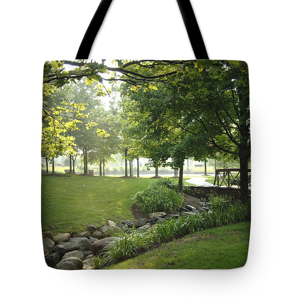 Stream Tote Bag featuring the digital art Stream by Frances Miller