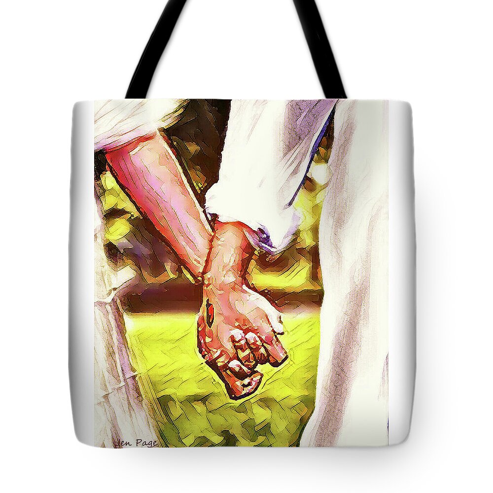 Jennifer Page Tote Bag featuring the digital art Strengthened by LOVE by Jennifer Page