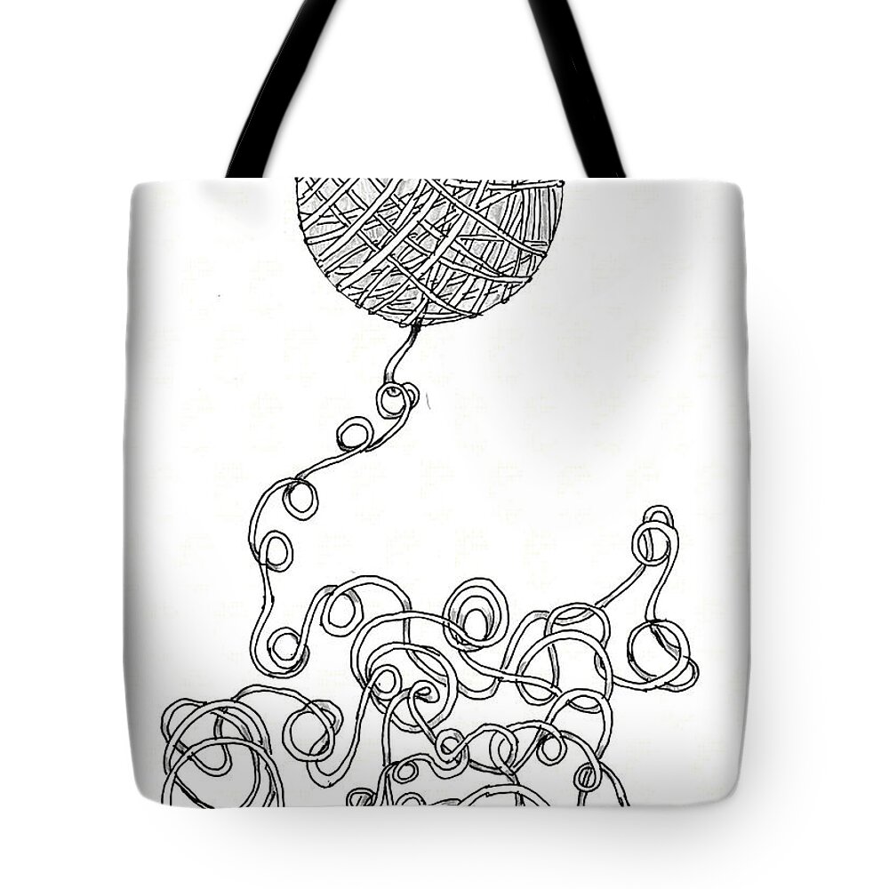 Energy Tote Bag featuring the drawing String Energy 2 by Quwatha Valentine