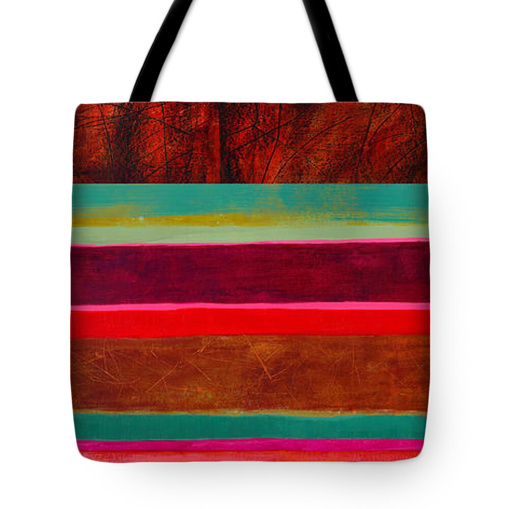 Abstract Art Tote Bag featuring the painting Stripe Assemblage 1 by Jane Davies