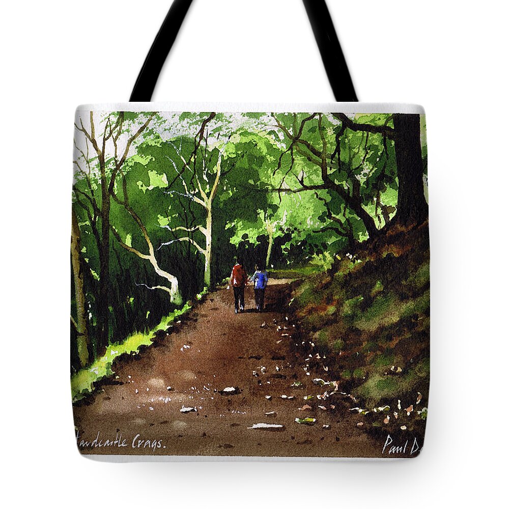 Hardcastle Crags Tote Bag featuring the painting Stroll at Hardcastle Crags by Paul Dene Marlor