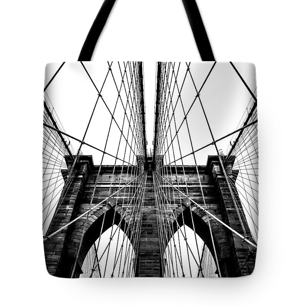 Brooklyn Bridge Tote Bag featuring the photograph Strong Perspective by Az Jackson