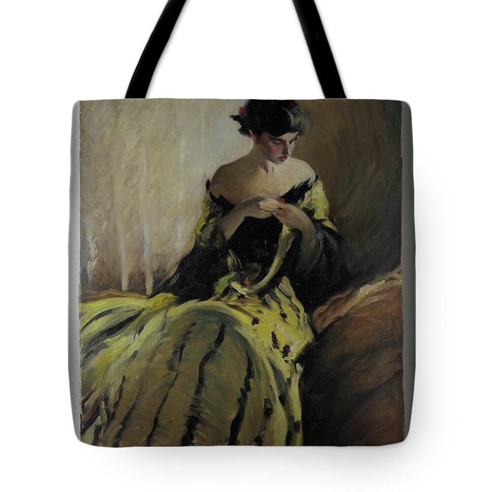 Study In Black And Green (oil Sketch) Tote Bag featuring the painting Study in Black and Green by MotionAge Designs
