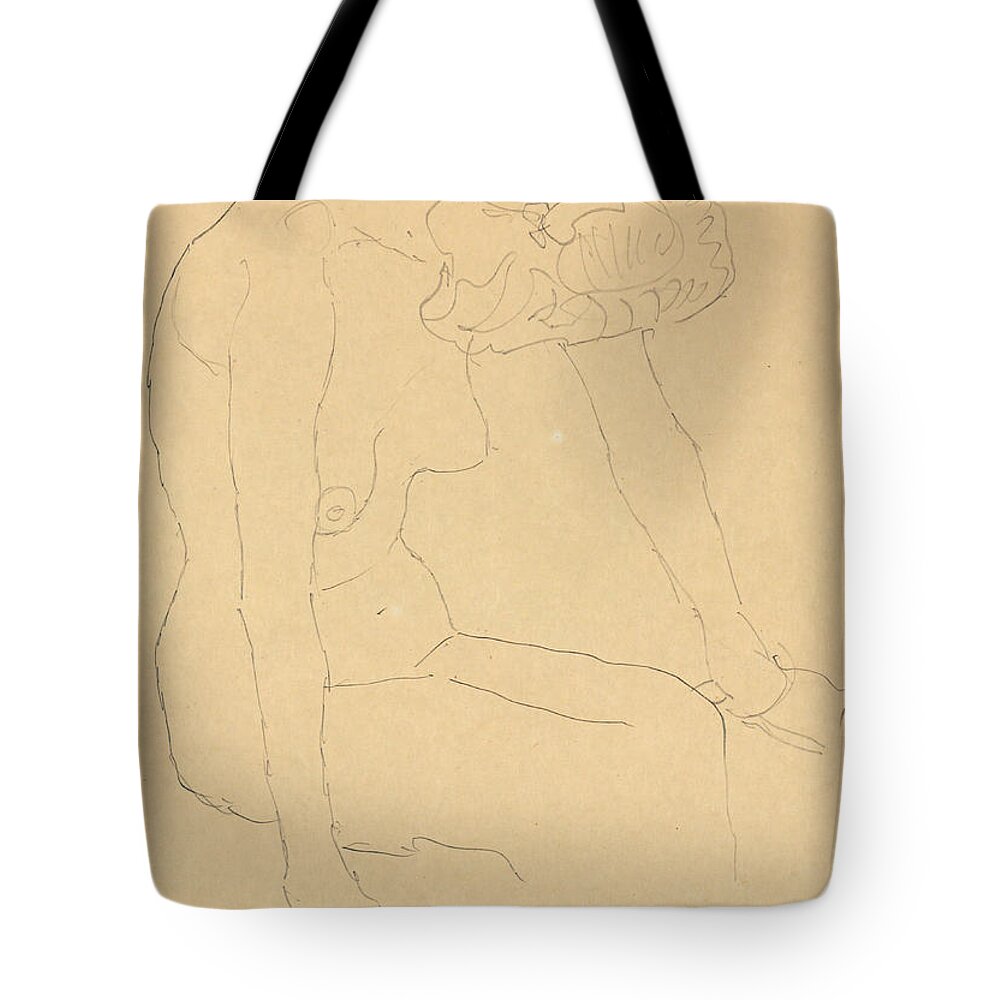 Klimt Tote Bag featuring the drawing Study of a Female Nude by Gustav Klimt