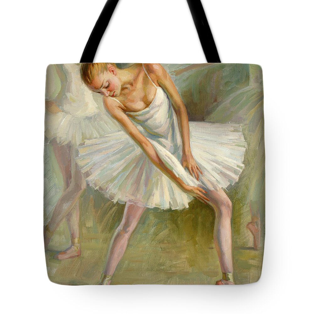 Ballet Tote Bag featuring the painting Study of dancer by Serguei Zlenko