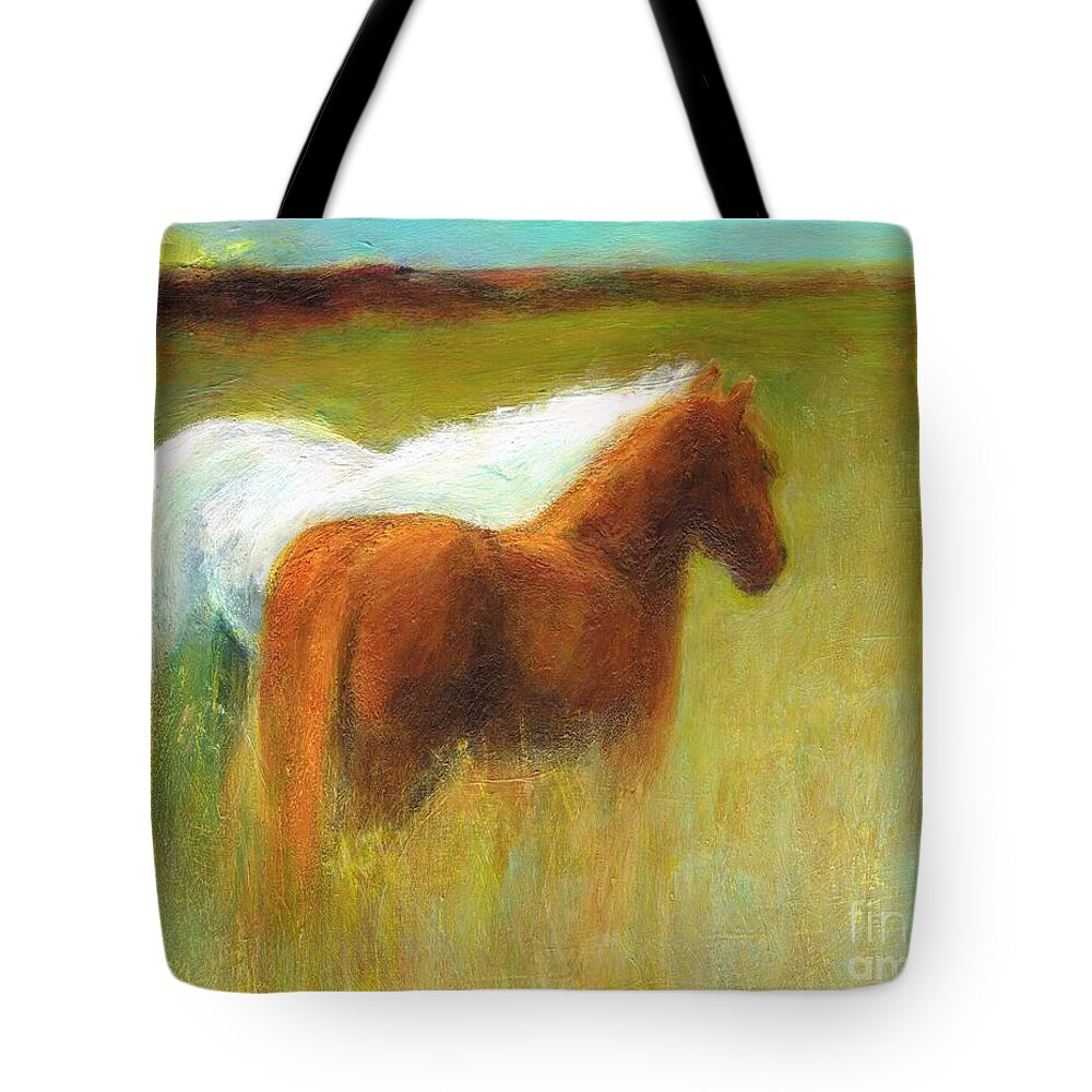 Horses Tote Bag featuring the painting Study of Two Ponies by Frances Marino