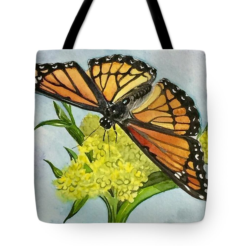 Butterfly Tote Bag featuring the painting Stunning Sunning by Sonja Jones