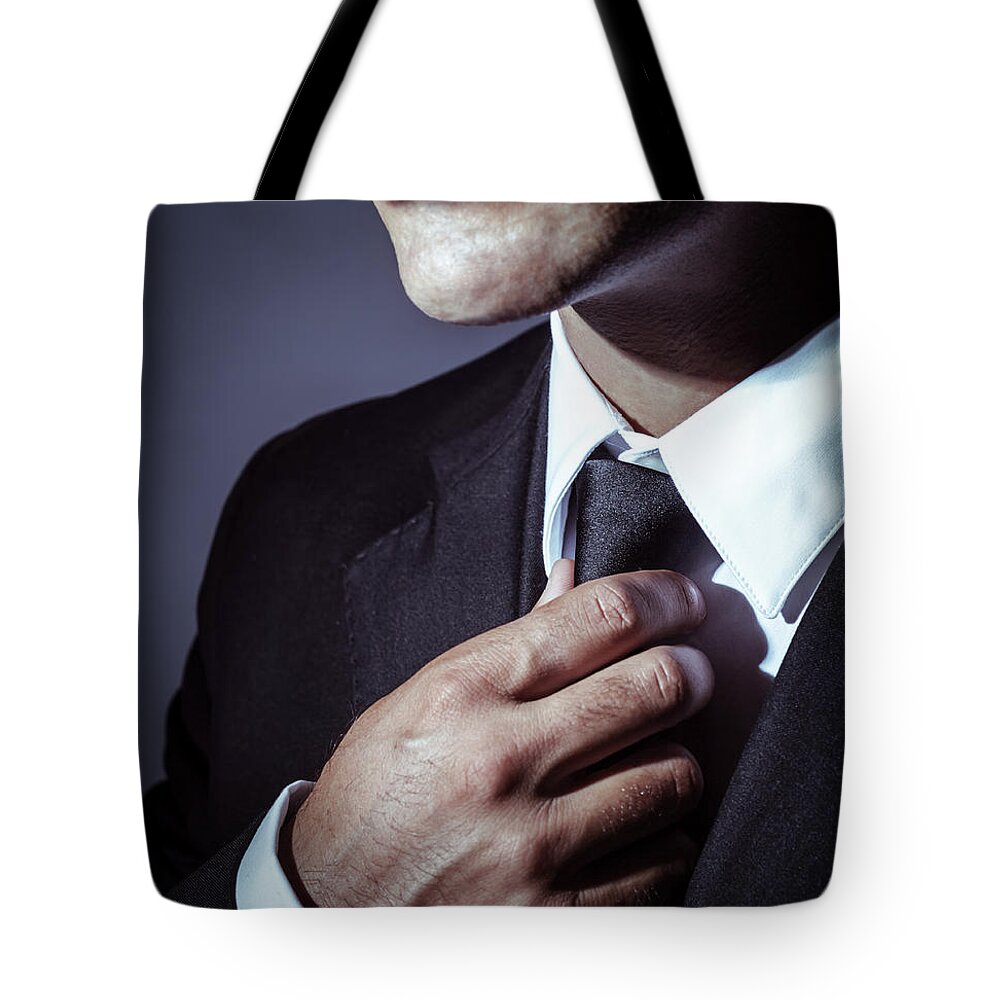 Adult Tote Bag featuring the photograph Stylish businessman by Anna Om