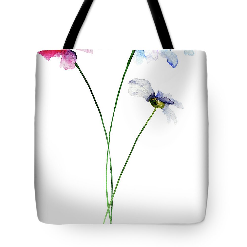 Watercolor Tote Bag featuring the painting Stylized flowers by Regina Jershova