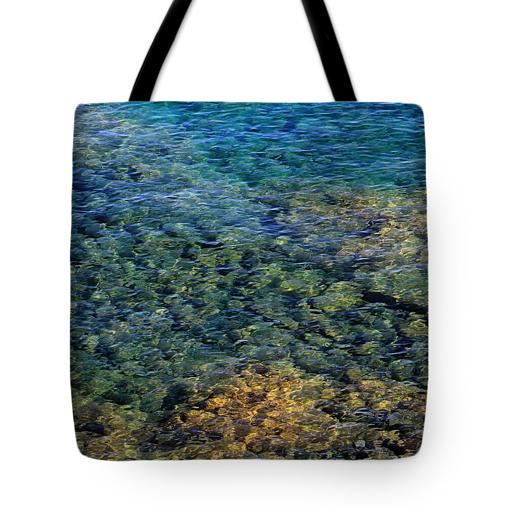 Rocks Tote Bag featuring the photograph Submerged rocks at Lake Superior by Bonnie Follett