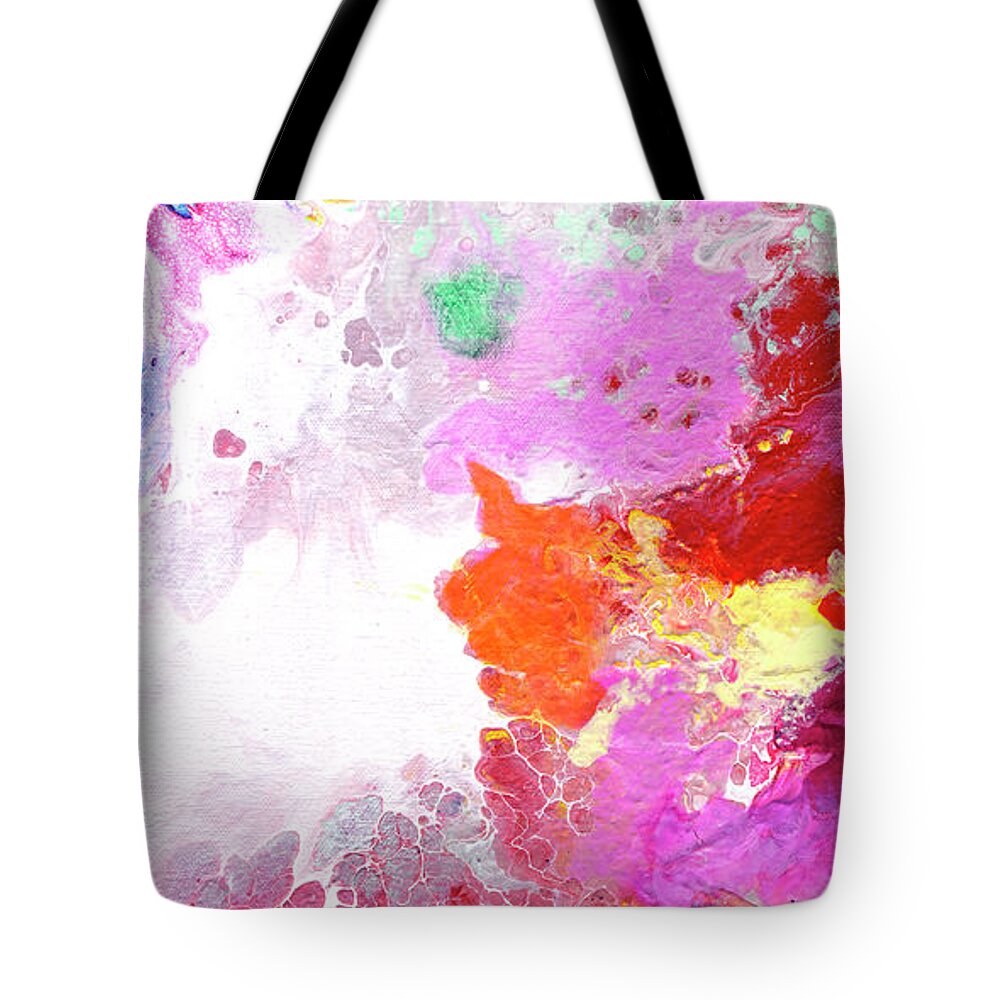 Original Abstract Tote Bag featuring the painting Subtle Vibrations, Canvas Three of Five by Sally Trace