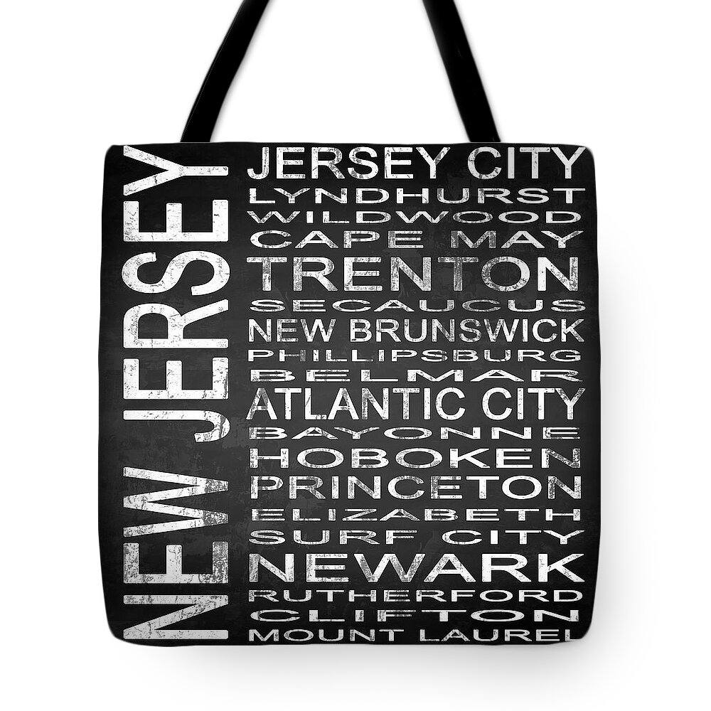 Subway Sign Tote Bag featuring the digital art SUBWAY New Jersey State Square by Melissa Smith