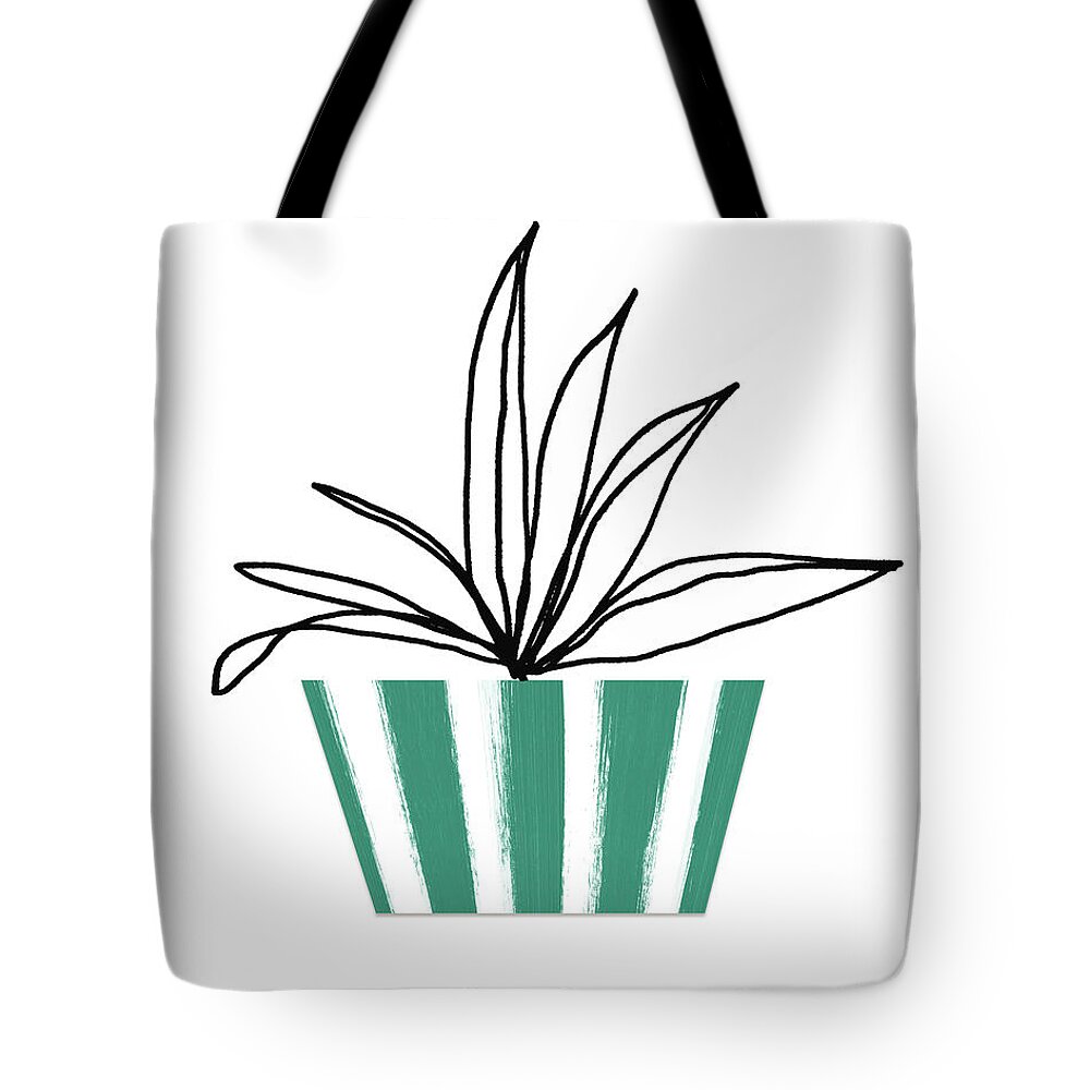 Plant Tote Bag featuring the mixed media Succulent In Green Pot 3- Art by Linda Woods by Linda Woods