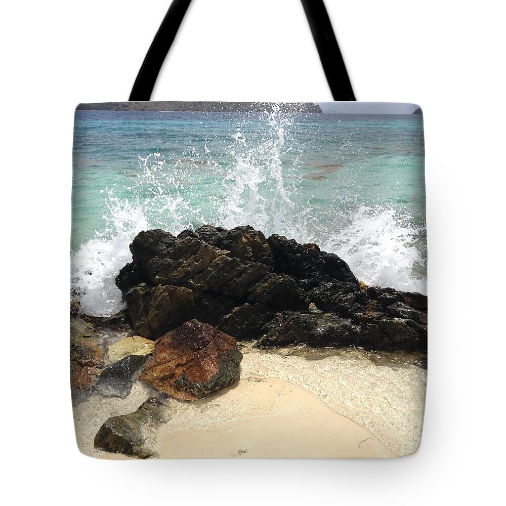 St. Thomas Tote Bag featuring the photograph Sugar Beach Splash by Gina Sullivan