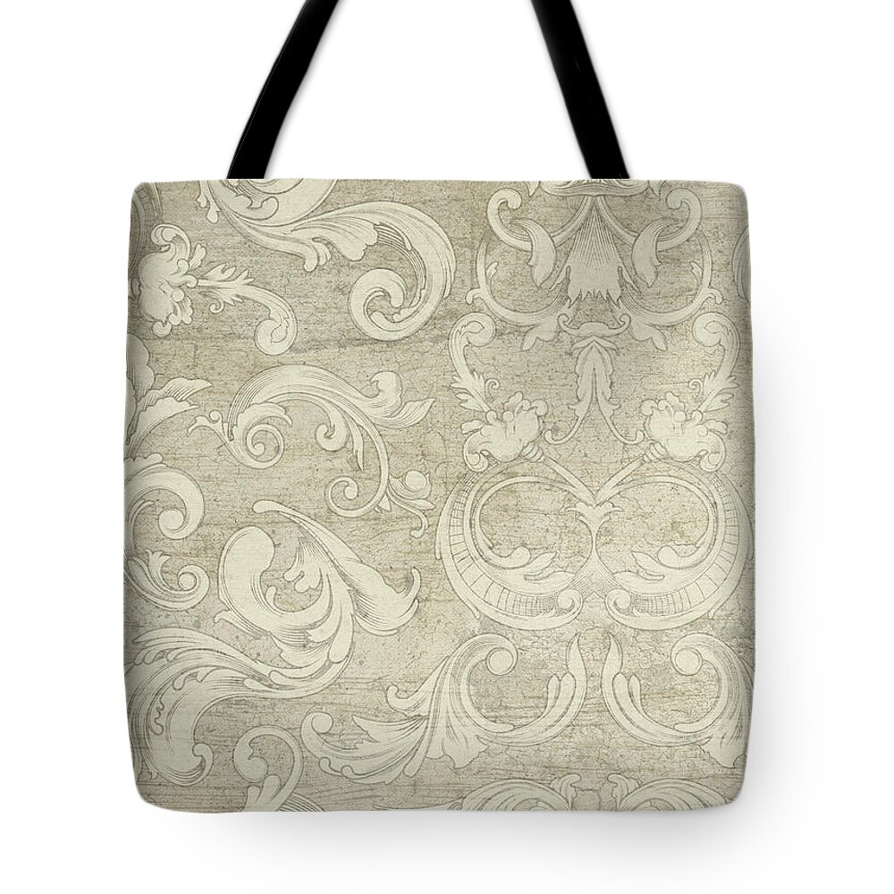 Vintage Tote Bag featuring the painting Summer at the Cottage - Vintage Style Wooden Scroll Flourishes by Audrey Jeanne Roberts