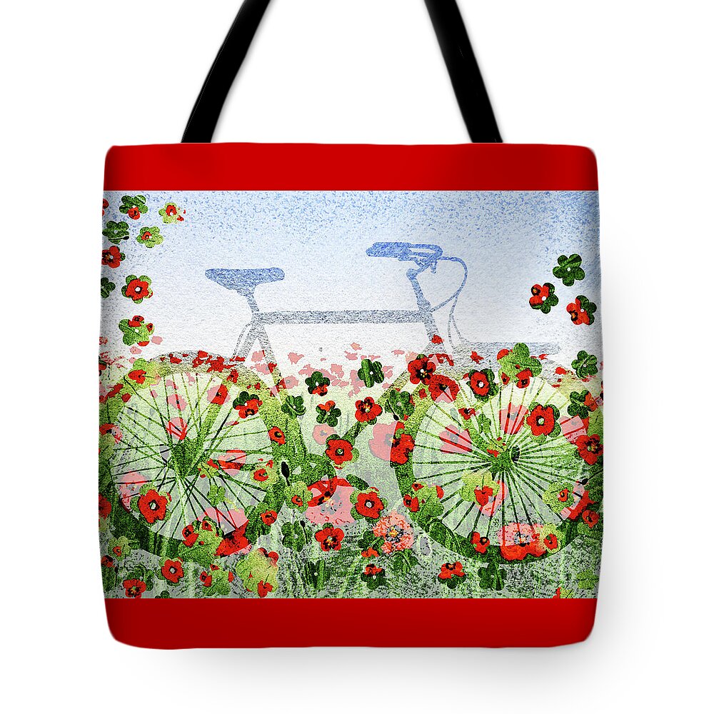 Bicycle Tote Bag featuring the painting Summer Bicycle by Irina Sztukowski