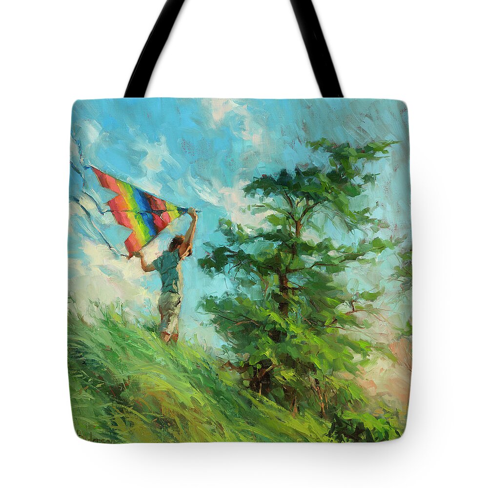 Boy Tote Bag featuring the painting Summer Breeze by Steve Henderson
