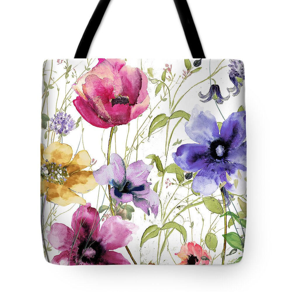 Summer Flowers Tote Bag featuring the painting Summer Diary I by Mindy Sommers