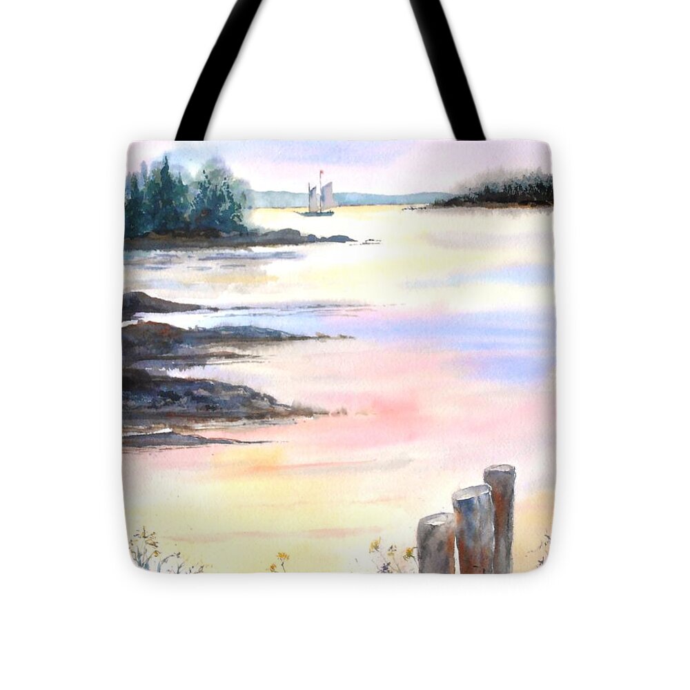 Maine Tote Bag featuring the painting Summer evening by Diane Kirk