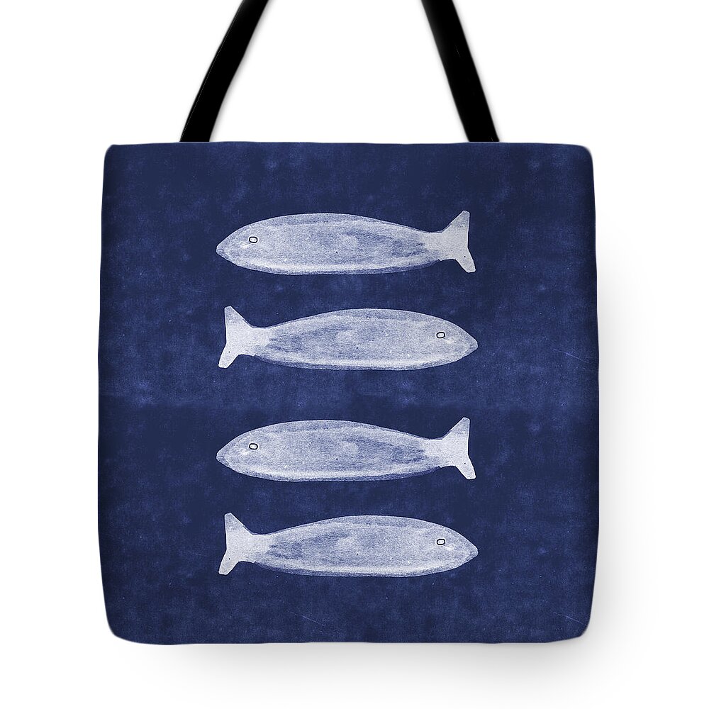 Blue Tote Bag featuring the mixed media Summer Fish- Art by Linda Woods by Linda Woods