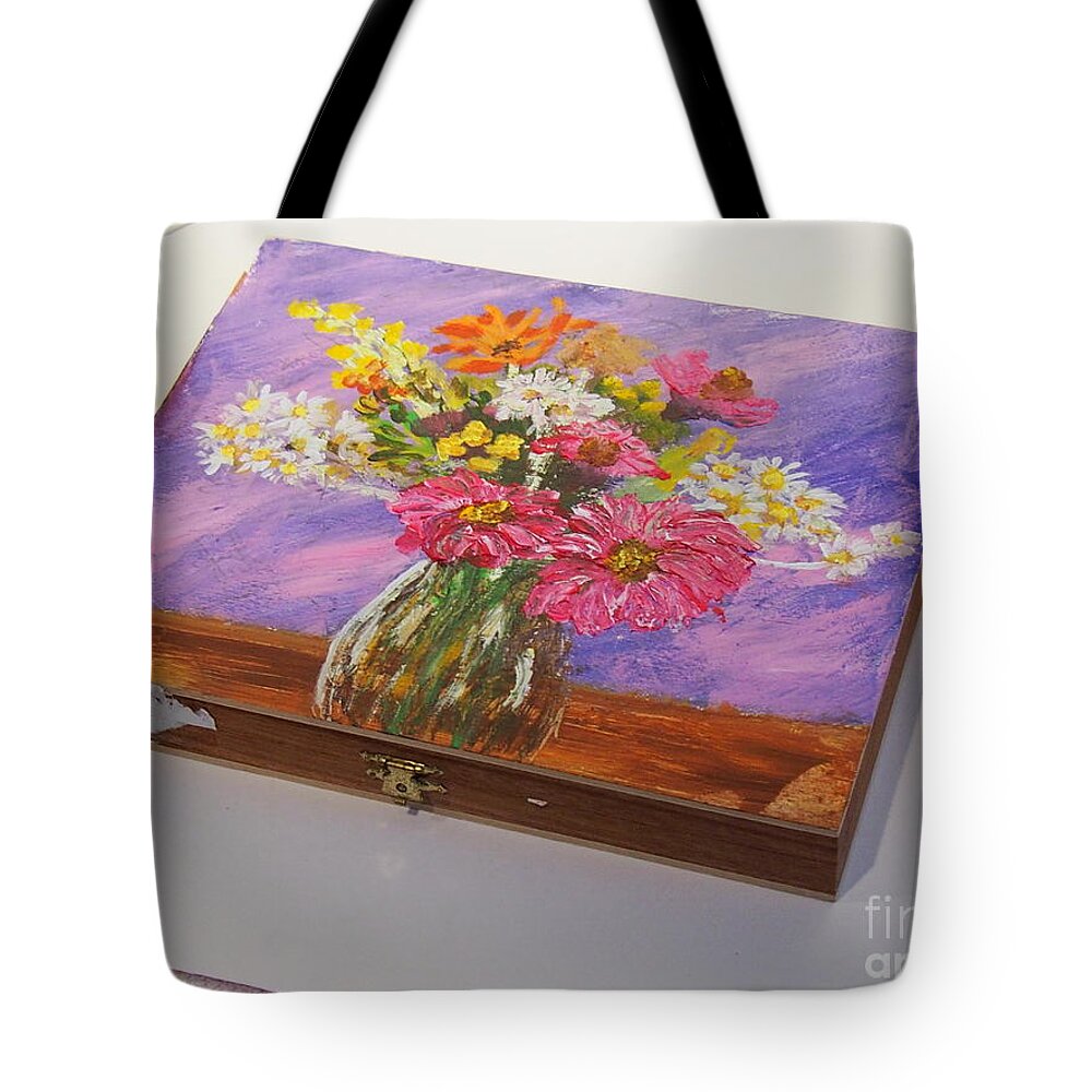 #cigarboxart #cigarbox Tote Bag featuring the painting Summer Flowers by Francois Lamothe