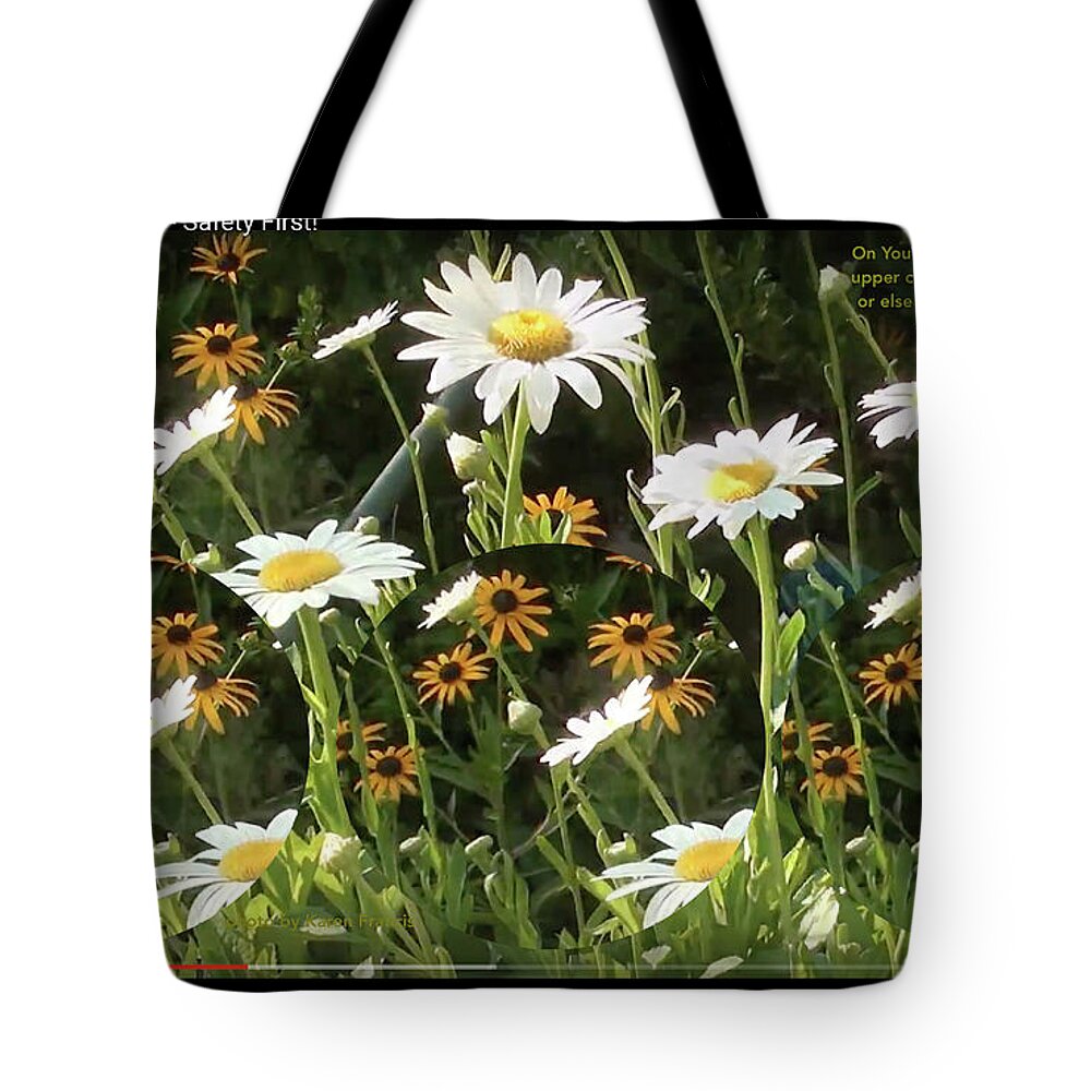 Flowers Tote Bag featuring the digital art Summer Fun Flower Circles by Karen Francis