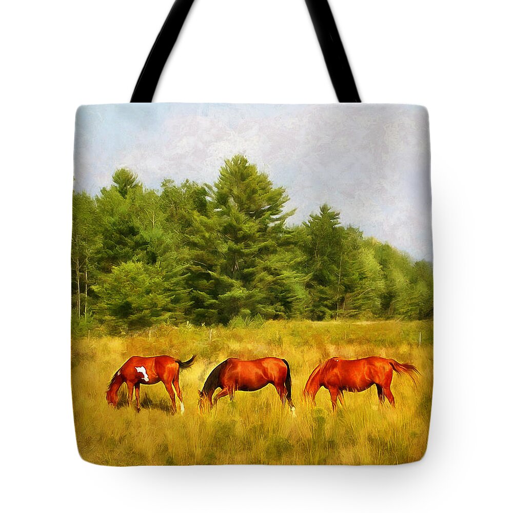 Fields Tote Bag featuring the digital art Summer Hay Burners by JGracey Stinson