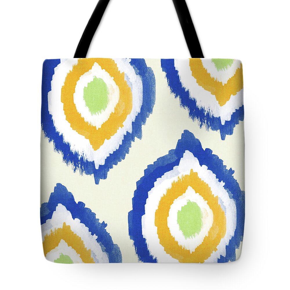Blue Tote Bag featuring the painting Summer Ikat- Art by Linda Woods by Linda Woods