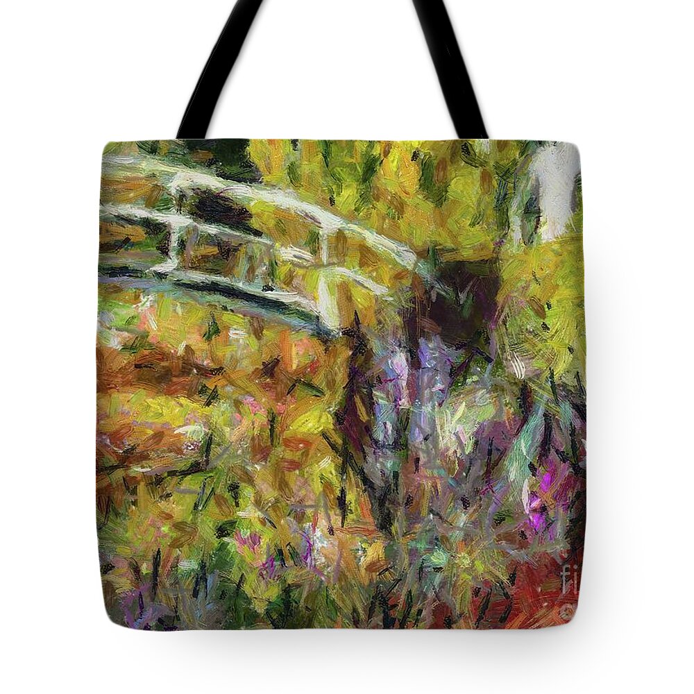 Landscape Tote Bag featuring the painting Summer in Monet's Garden by Dragica Micki Fortuna