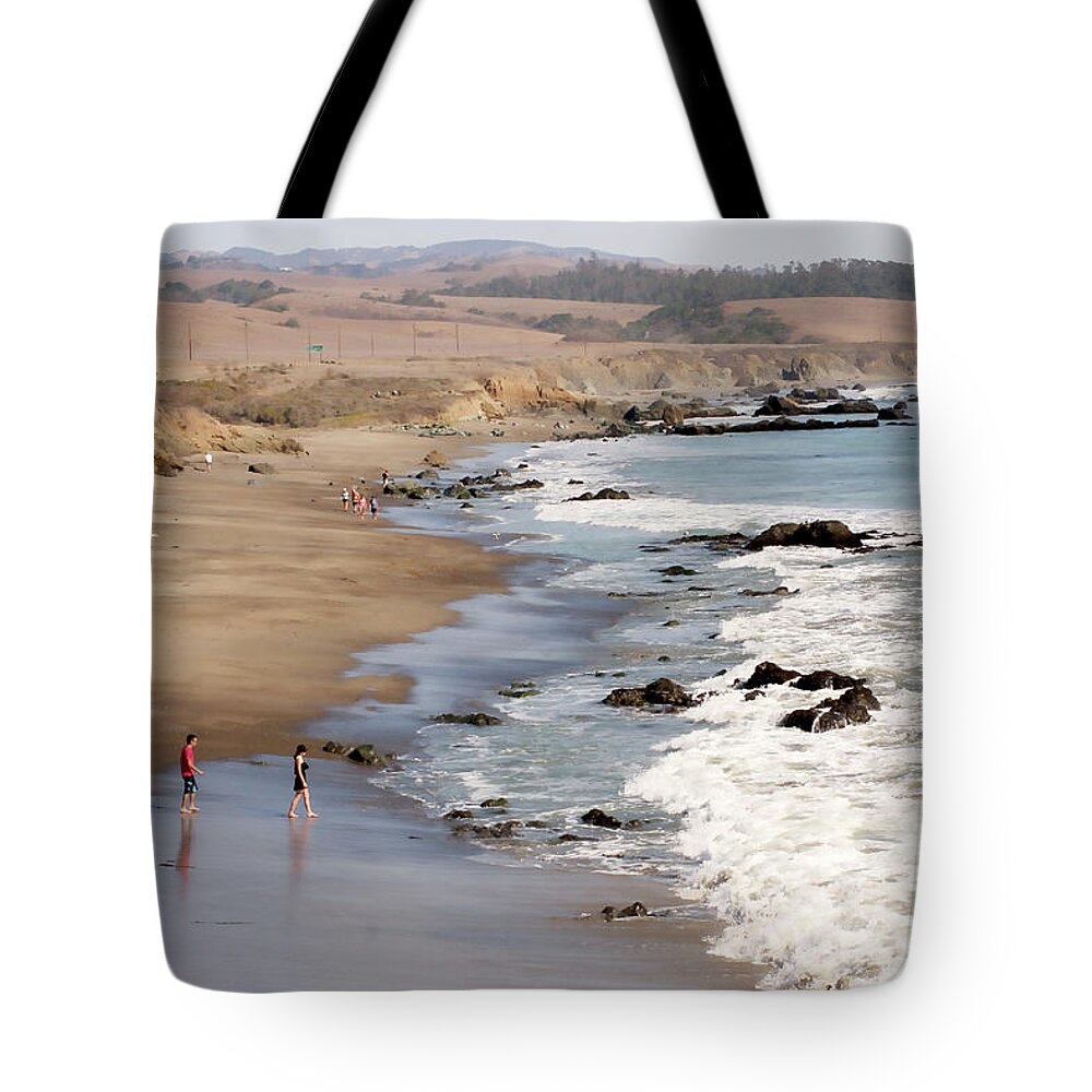 Beaches Tote Bag featuring the photograph Summer in San Simeon by Art Block Collections
