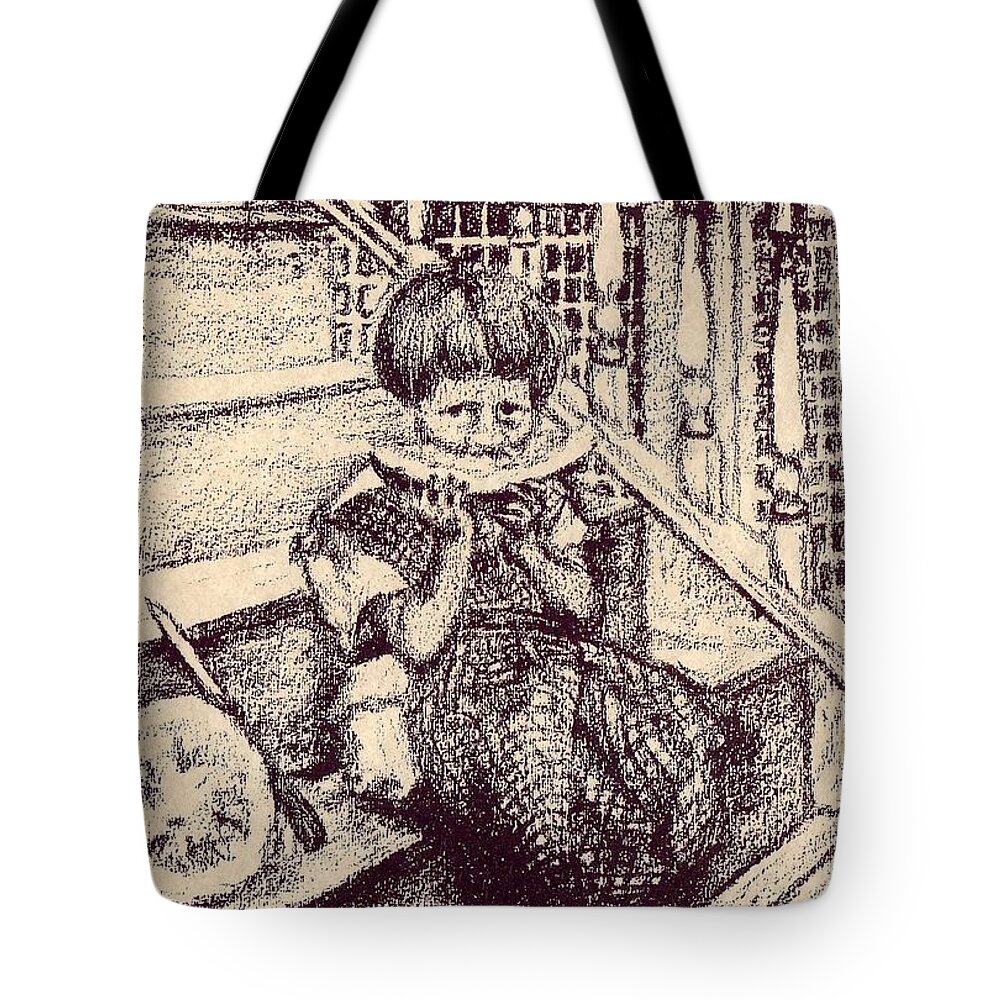 Portrait Tote Bag featuring the drawing Summer by Janice Petrella-Walsh