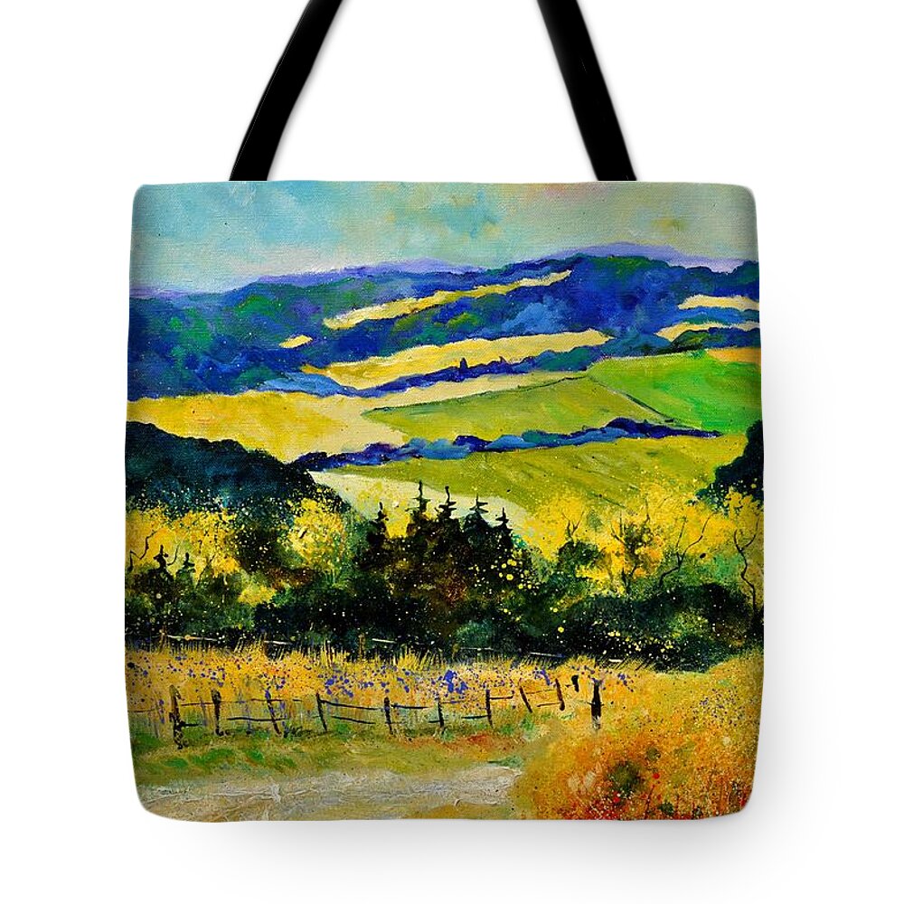 Landscape Tote Bag featuring the painting Summer Landscape by Pol Ledent
