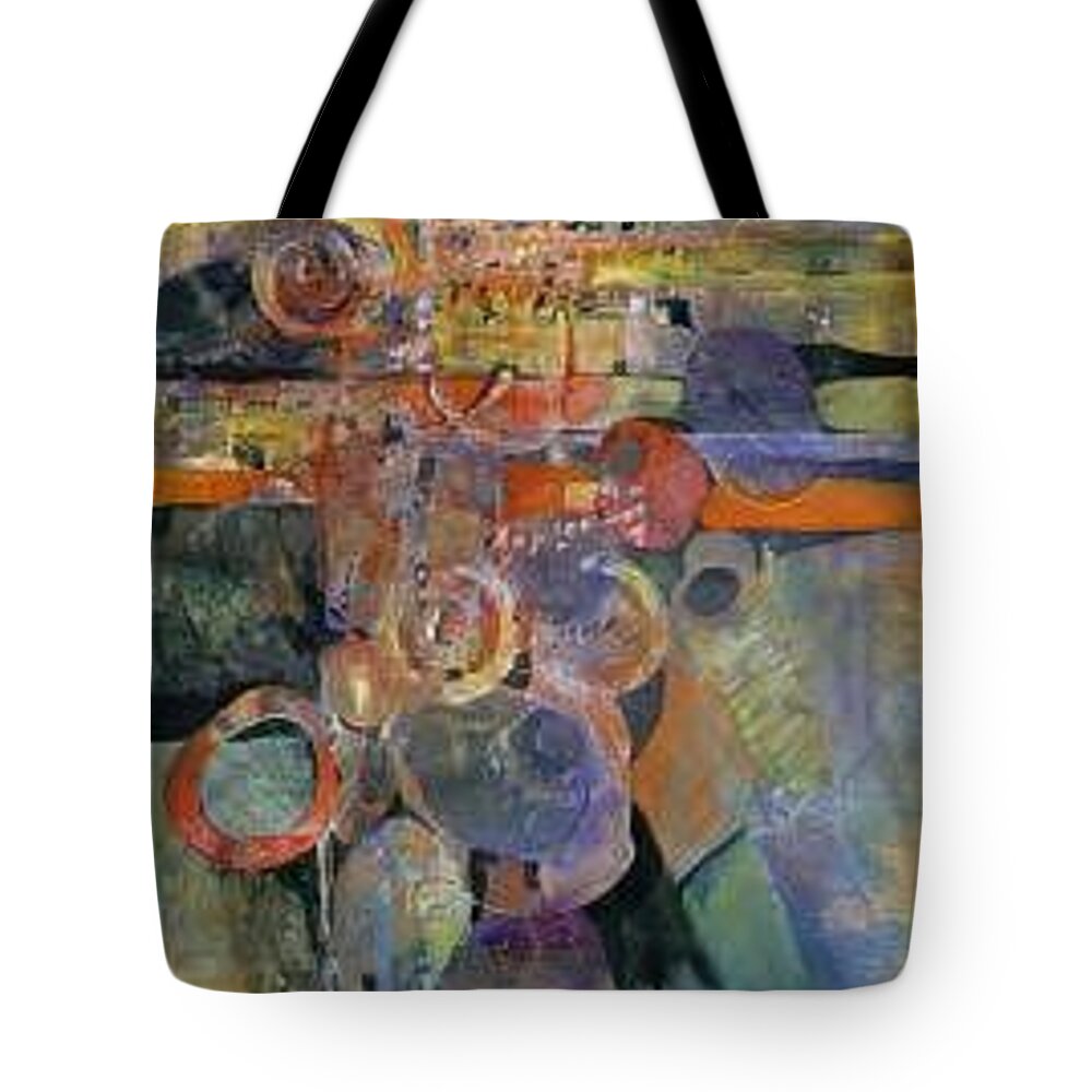 Abstract Shapes Tote Bag featuring the painting Summer Night City Uneartherd by Marlene Gremillion