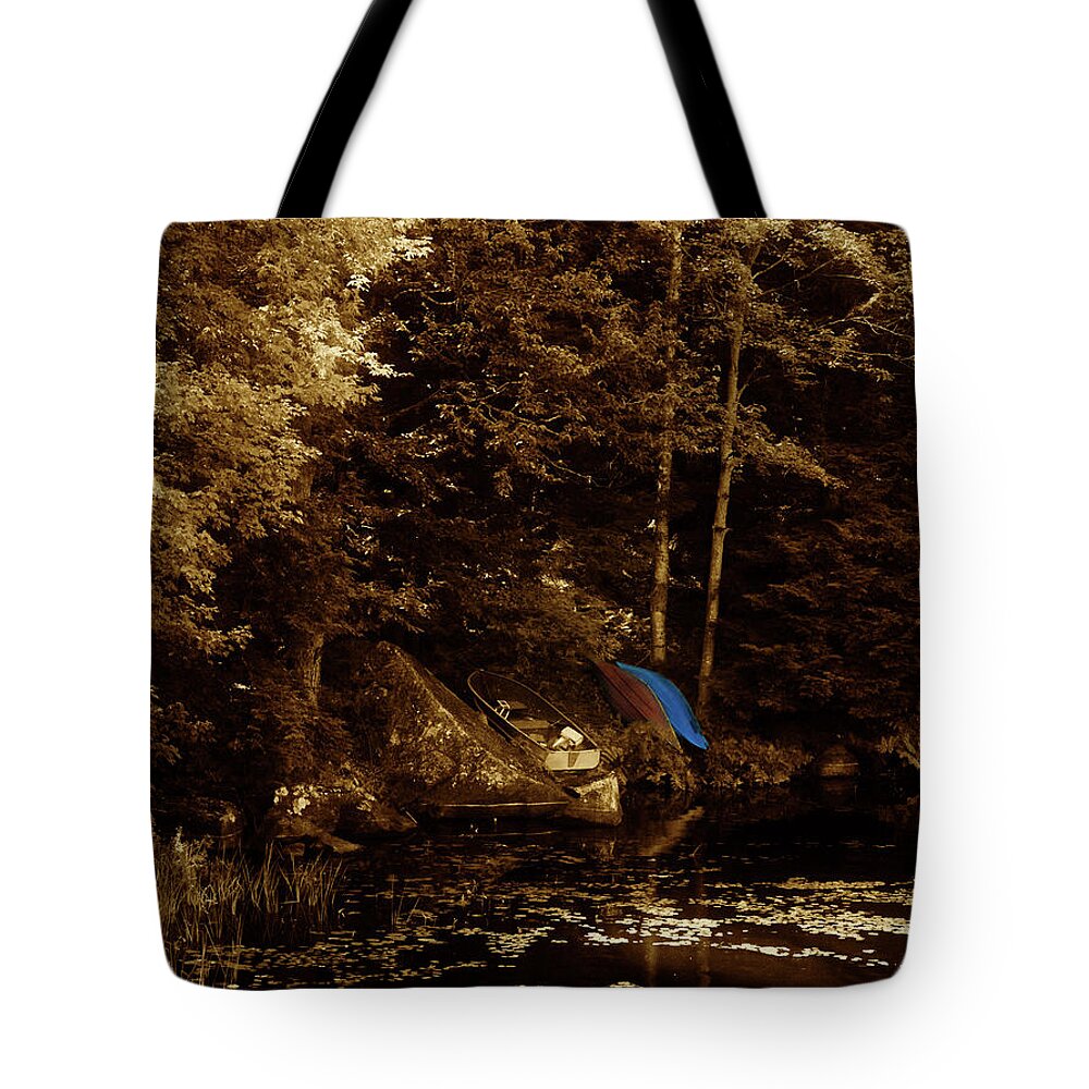 Canoe Tote Bag featuring the digital art Summer Obsession by JGracey Stinson