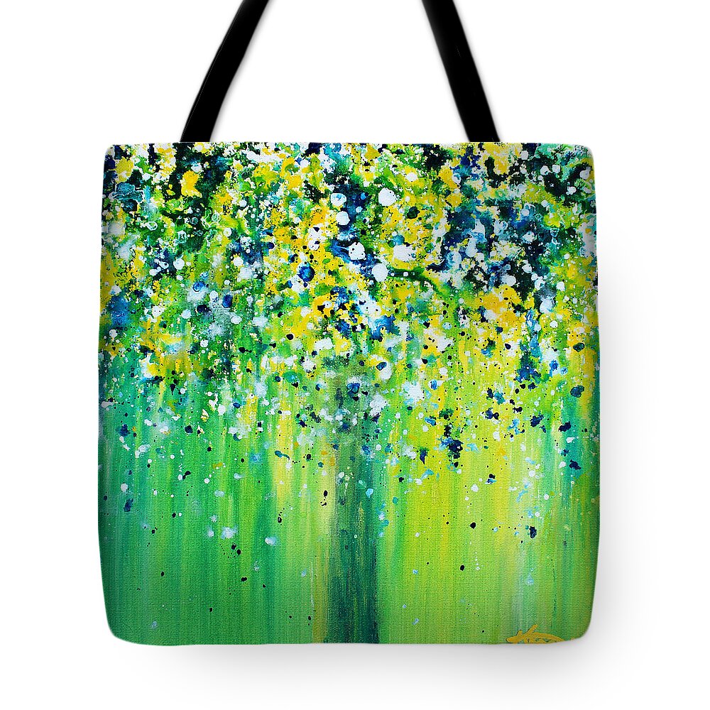 Summer Rain Tote Bag featuring the painting Summer Rain by Kume Bryant