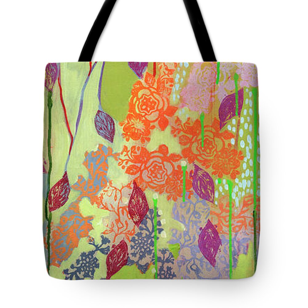 Leaf Tote Bag featuring the painting Summer Rain Part 1 by Jennifer Lommers