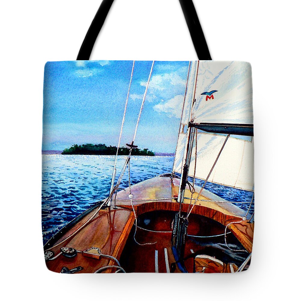 Laser Boat Tote Bag featuring the painting Summer Sailing by Hanne Lore Koehler
