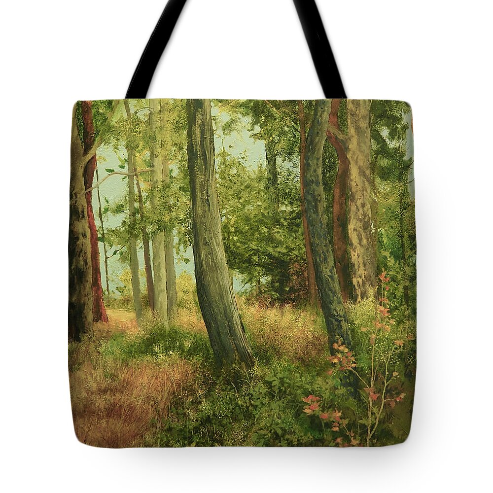 Sidney Spit Tote Bag featuring the painting Summer, Sidney Spit by E Colin Williams ARCA