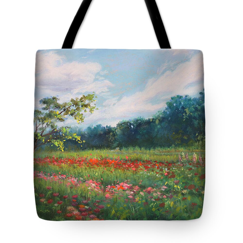 Landscape Tote Bag featuring the pastel Summer Solstice II by Nancy Yang
