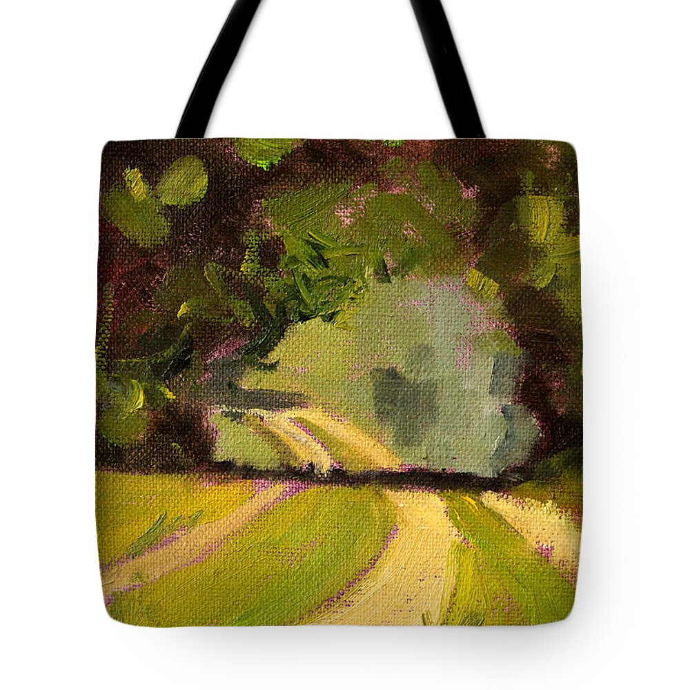 Summer Landscape Painting Tote Bag featuring the painting Summer Stroll by Nancy Merkle